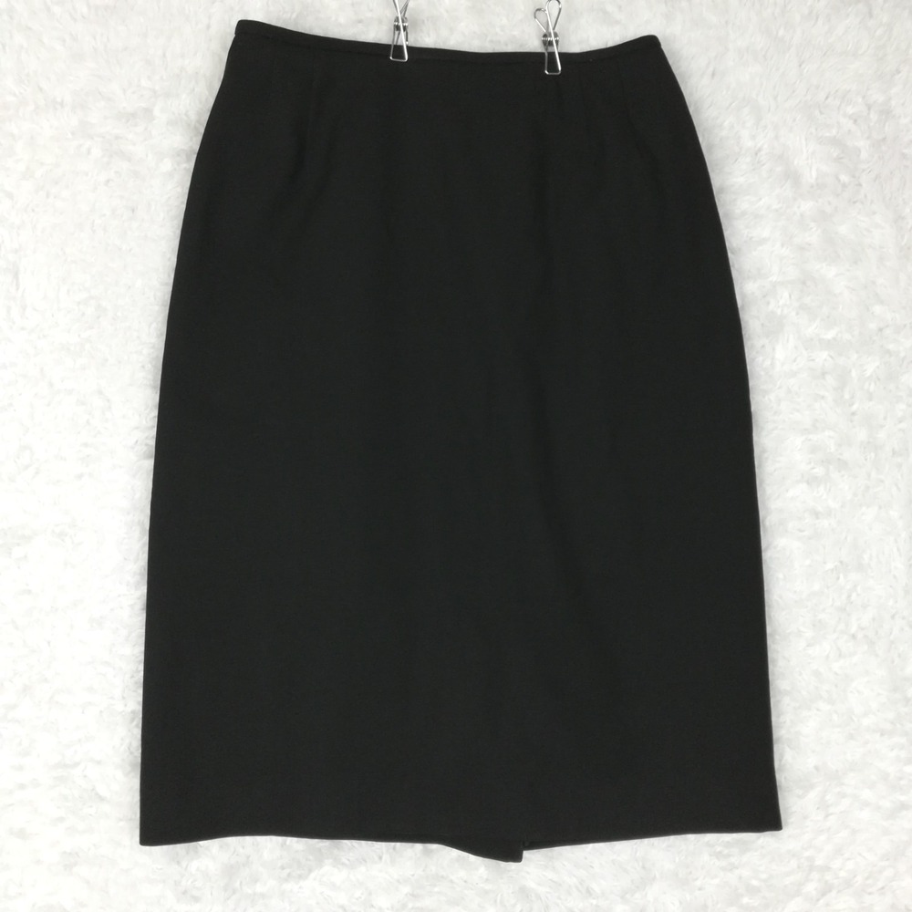 Liz Claiborne Womens Skirt 100% Wool Midi Pencil Black Straight Classic 16 6